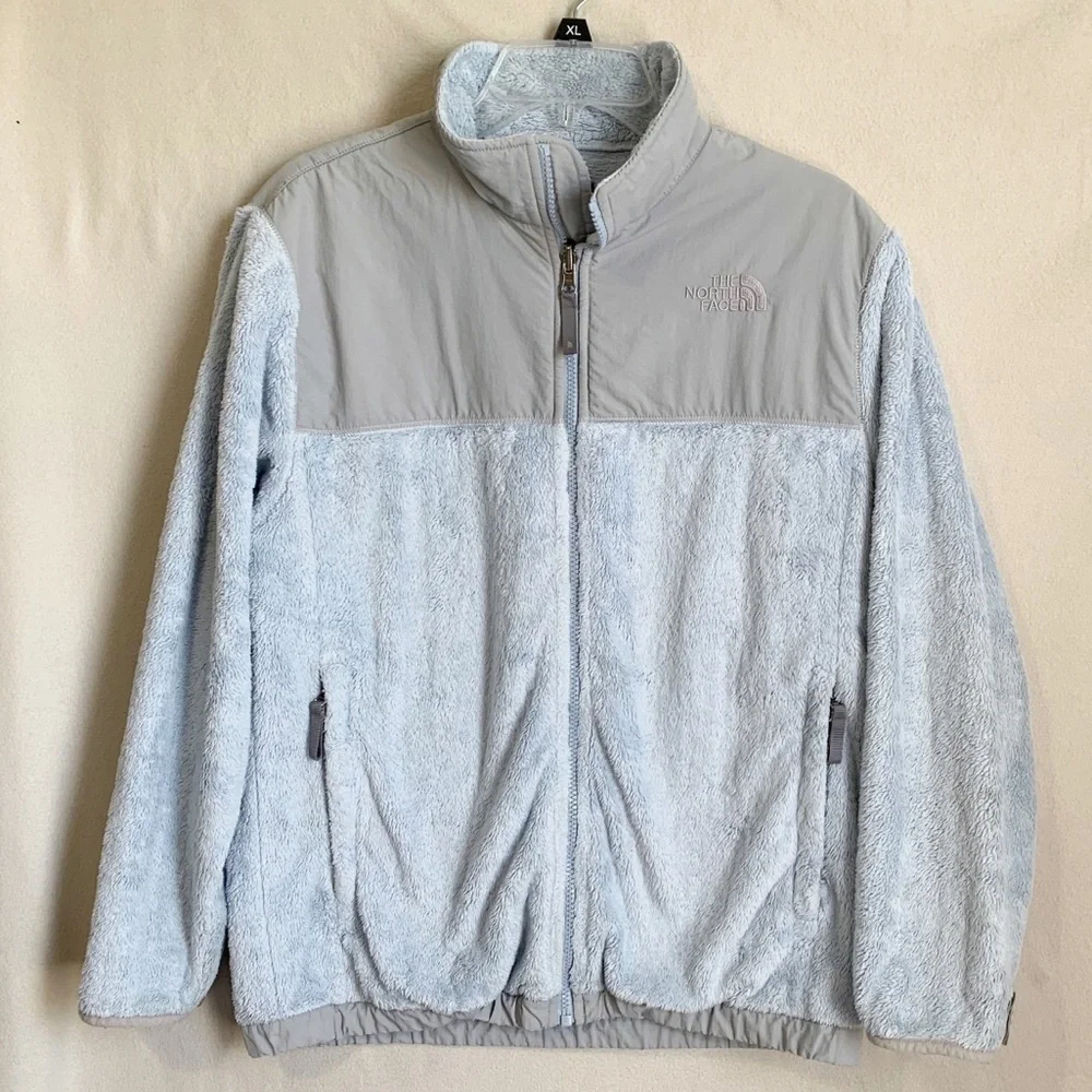 The North Face Sky Blue Grey Fleece Jacket Coat Zipper Girls Polartec Denali